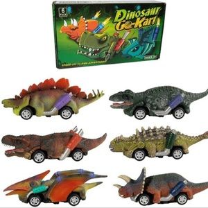 Dinosaur Toys pull back Cars 6 PCS Old box never used
